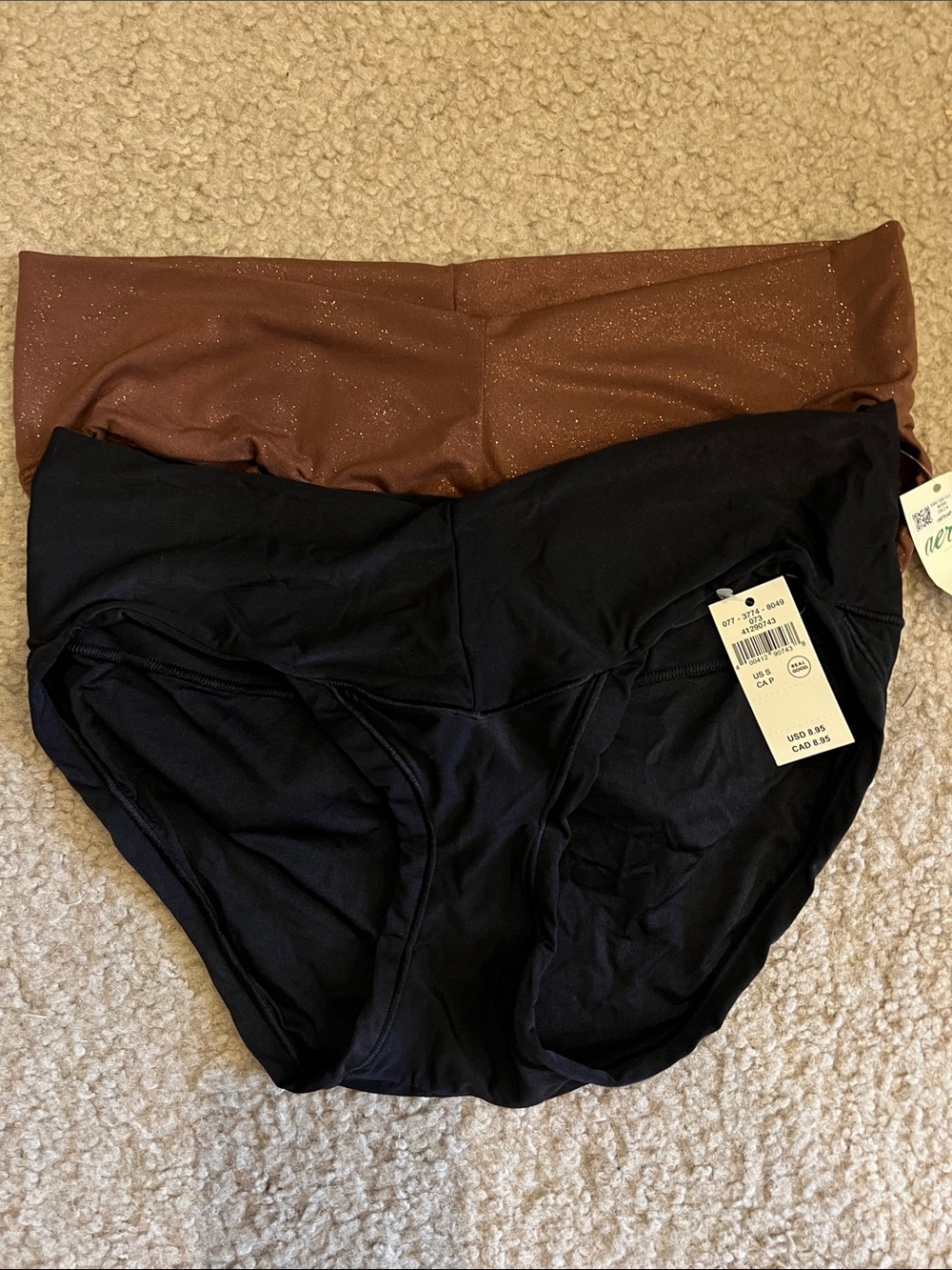 Aerie Two Smoothez Bikini Bottoms in Black and Shimmery Brown